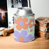 Oranje Paarse Blauwe Retro Y2K 70s Bloempatroon Blikjeskoeler