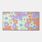 Oranje Paarse Blauwe Retro Y2K 70s Bloempatroon Bureaumat (Voorkant)
