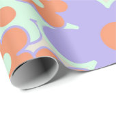 Oranje Paarse Blauwe Retro Y2K 70s Bloempatroon Cadeaupapier (Rol Hoek)