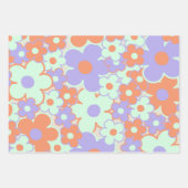 Oranje Paarse Blauwe Retro Y2K 70s Bloempatroon Inpakpapier Vel (Voorkant 2)