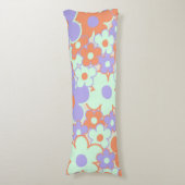 Oranje Paarse Blauwe Retro Y2K 70s Bloempatroon Lichaamskussen (Voorkant Verticaal)