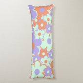 Oranje Paarse Blauwe Retro Y2K 70s Bloempatroon Lichaamskussen (Achterkant (Verticaal))