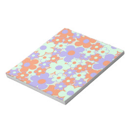Oranje Paarse Blauwe Retro Y2K 70s Bloempatroon Notitieblok