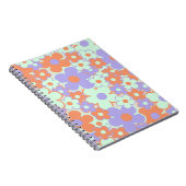 Oranje Paarse Blauwe Retro Y2K 70s Bloempatroon Notitieboek (Rechterzijde)