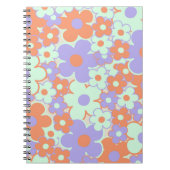 Oranje Paarse Blauwe Retro Y2K 70s Bloempatroon Notitieboek (Voorkant)