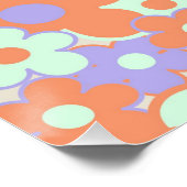 Oranje Paarse Blauwe Retro Y2K 70s Bloempatroon Perfect Poster (Hoek)