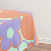 Oranje Paarse Blauwe Retro Y2K 70s Bloempatroon Tafelkleed (Voorbeeld)