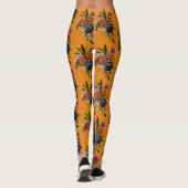 Oranje & Paarse Bloei  Leggings (Achterkant)