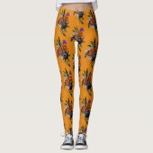 Oranje & Paarse Bloei  Leggings (Voorkant)