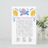 Oranje paarse bloemen Baby shower Word Search Game (Staand voorkant)
