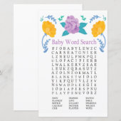 Oranje paarse bloemen Baby shower Word Search Game (Voorkant / Achterkant)