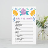 Oranje paarse bloemen Baby word scramble game (Staand voorkant)