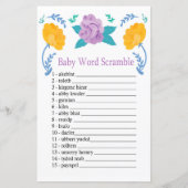Oranje paarse bloemen Baby word scramble game (Voorkant)