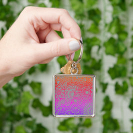 Oranje Paarse Bloemen en Grijze Achtergrond  K Sleutelhanger
