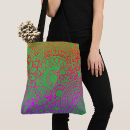 Oranje Paarse Bloemen en Lichtgroene Achtergrond  Tote Bag