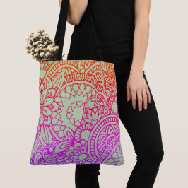 Oranje Paarse Bloemen en Zachte Salie Achtergrond Tote Bag