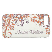 Oranje Paarse Bloemen Gepersonaliseerd Case-Mate iPhone Case (Achterkant (Horizontaal))