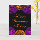 Oranje paarse bloemen Halloween Birthday Kaart (Gele Bloem)