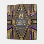 Oranje Paarse Boheemse Chic 20 jaar Jubileum Keramisch Ornament (Links)