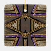 Oranje Paarse Boheemse Chic 20 jaar Jubileum Keramisch Ornament (Achterkant)