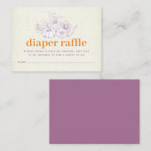 Oranje Paarse Burlap Kleine Pompoen Luier Raffle Informatiekaartje (Voorkant / Achterkant)