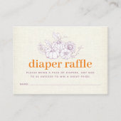 Oranje Paarse Burlap Kleine Pompoen Luier Raffle Informatiekaartje (Voorkant)