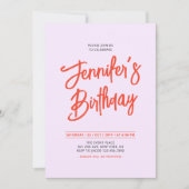Oranje Paarse Chic Lettering Script Verjaardagsfee Kaart (Voorkant)
