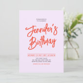 Oranje Paarse Chic Lettering Script Verjaardagsfee Kaart (Staand voorkant)