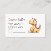 Oranje Paarse Dinosaurus Baby shower Luier Raffle Informatiekaartje (Voorkant)