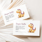 Oranje Paarse Dinosaurus Baby shower Luier Raffle Informatiekaartje