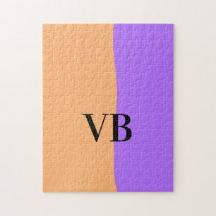 Oranje paarse effen voeg naam letter monogram teks legpuzzel