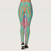 Oranje paarse en groene zebraprint leggings (Achterkant)