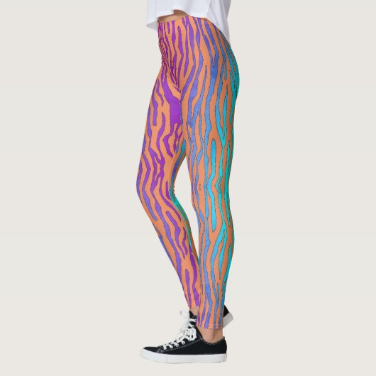 Oranje paarse en groene zebraprint leggings (Links)