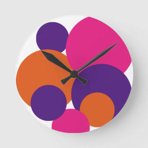 Oranje, Paarse en warme roze pokkenronde dots Ronde Klok