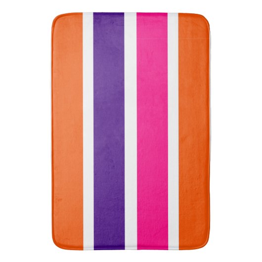 Oranje, Paarse en warmroze strepen Badmat (Voorkant Verticaal)
