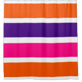Oranje, Paarse en warmroze strepen Douchegordijn (Voorkant)