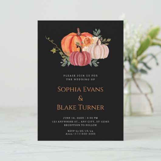 Oranje Paarse en witte pompoen Kaart (Staand voorkant)