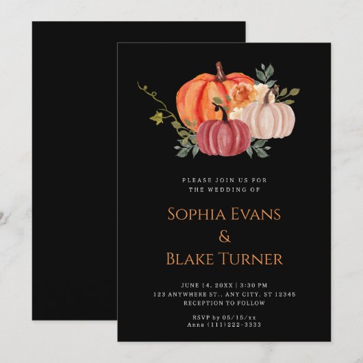 Oranje Paarse en witte pompoen Kaart (Voorkant / Achterkant)