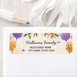 oranje paarse familie met een schattige halloween  etiket