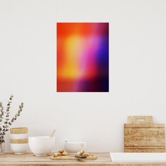 Oranje Paarse Geel & Roze Abstracte Glow #2 Poster (Keuken)