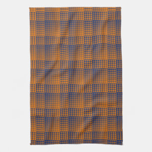 Oranje Paarse Geruite Abstracte Patroon Theedoek