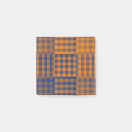Oranje Paarse Geruite Patchwork Patroon Post-it® Notes (Voorkant)