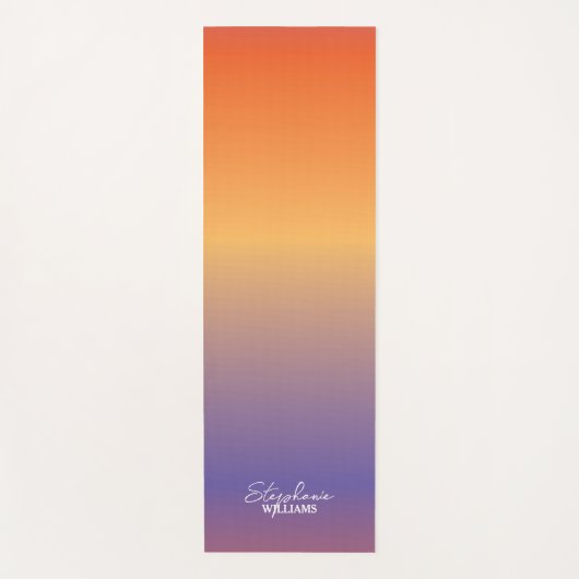 Oranje-Paarse Gradient Yoga Mat met Aangepaste Naa (Voorkant)