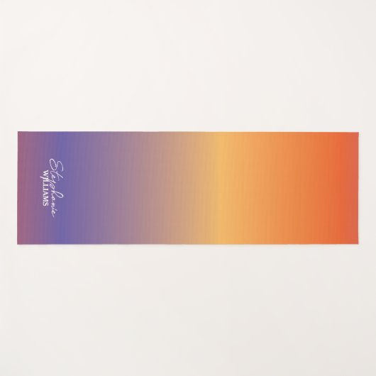 Oranje-Paarse Gradient Yoga Mat met Aangepaste Naa (Voorkant (horizontaal))