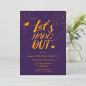 Oranje paarse Halloween Spider Hang Out Script Kaart (Staand voorkant)