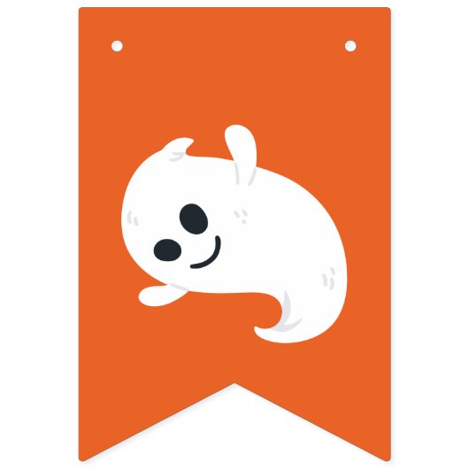 Oranje Paarse Happy Halloween Leuke Ghost Vlaggetjes (Tweede vlag)