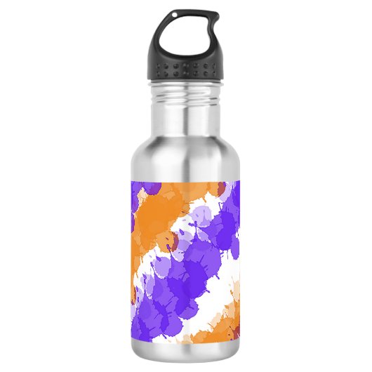 Oranje & Paarse Helder Spatten Waterfles (Voorkant)