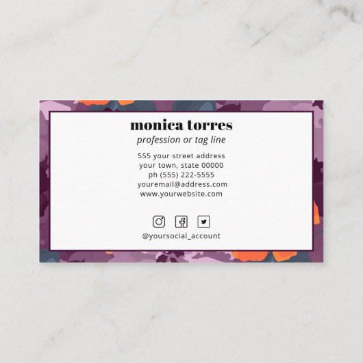 Oranje Paarse Icons van de Boerdveer Visitekaartje (Achterkant)