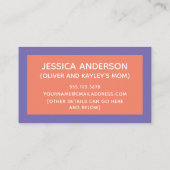 Oranje & Paarse Kleurenblok Speelbare Speeldatum Contactkaartje (Achterkant)