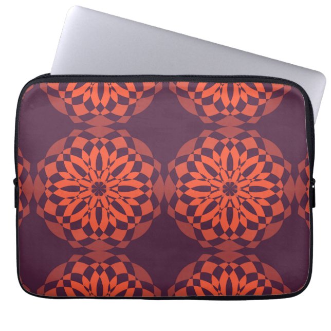 Oranje paarse koele, unieke, trendmatige bloem abs laptop sleeve (Voorkant)
